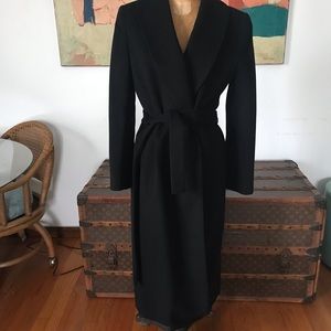 Pure cashmere, classic black wrap coat